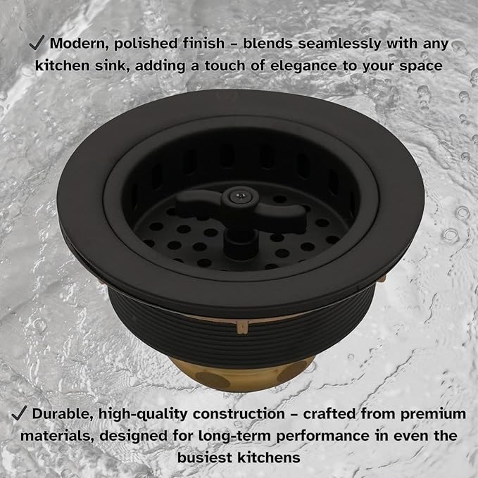 Westbrass Wing Nut Style Large Kitchen Sink Basket Strainer, Matte Black, D213-62 Twin