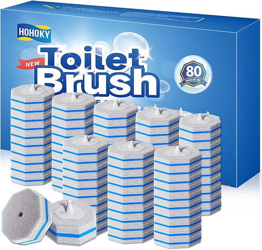 80Pcs Toilet Wand Refills for Disposable Toilet Bowl Brush Scrubber Cleaner Refill Pads,Toilet Brush Replacement Compatible Heads with Most Toilet Brushes Scrubber