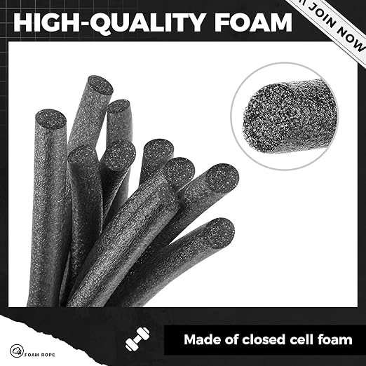 1 Inch x 50 ft Foam Backer Rod for Gaps Joints Concrete Crack Filler Caulk Saver Bulk Foam Backing Rod Concrete Filler Rope for Weather Stripping Door Seal(Black)