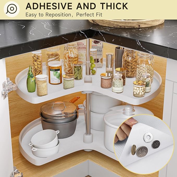 WochiTV Adhesive Shelf Liner 11.8 X 240 Inches Peel and Stick Kitchen Liner for Cabinets, Drawers Removable Protector Mat Waterproof Contact Covering for Dresser Pantry Countertops Shelves, White