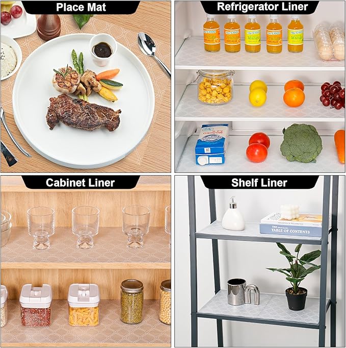 Cooyes Shelf and Drawer Liner for Kitchen Cabinets Non-Adhesive, Waterproof Non-Slip Cabinet Liners for Desk, Refrigerator, Shelves, Bathroom Drawers, Cabinet Protection（11.8" W x 236" L）