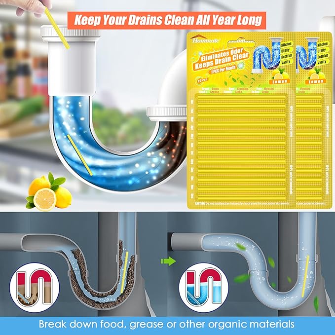Drain Sticks for Preventing Clogs and Eliminating Smelly Odors - Effective Way to Keep Drains Running Smoothly