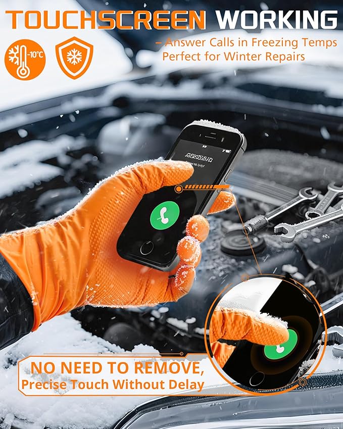 nitroshield 9mil Heavy Duty Disposable Nitrile Gloves,Orange XLarge 800Pcs -Chemical Resistant, Latex & Powder Free Rubber Gloves Diamond Texture for Automotive, Mechanics, Cooking,BBQ, Industrial Use