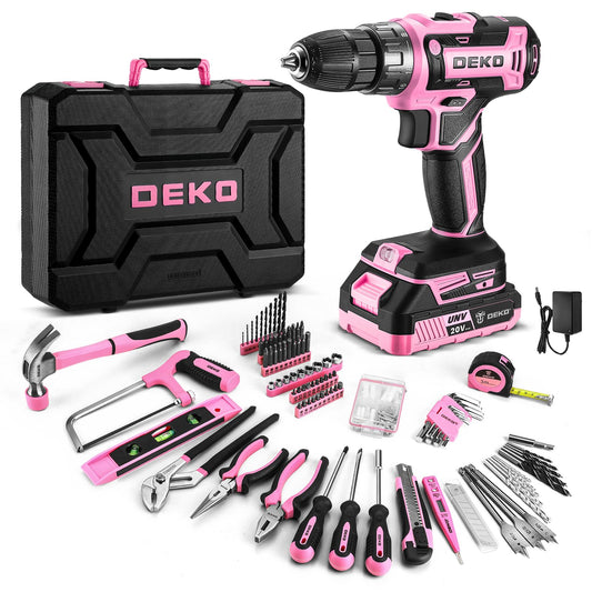 Pink Power Drill Tool Kit Set: 20V Cordless Electric - Image 1