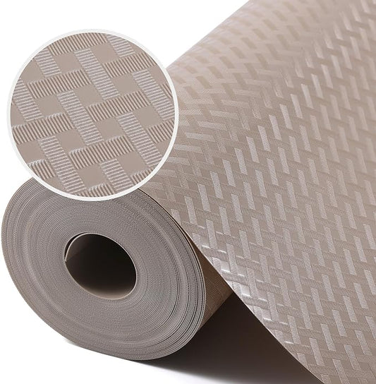 Beige Shelf Liners for Kitchen Cabinets Refrigerator Liners Waterproof & Oil-Proof Kitchen Cupboard Liner Drawer Mats EVA Material Non Adhesive Washable Fridge Liner for Shelves 35.4 x 236.2 Inches