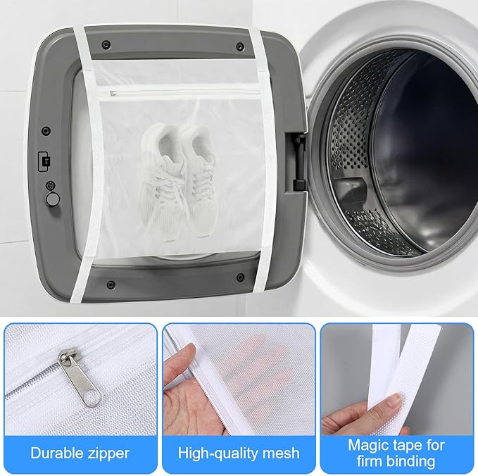 2Pcs Laundry Bags, Mesh Wash Bags, Protect Clothes in Washing Machine, Large Honey Comber Mesh Bag with Zipper and Strap for College,Dorm,Storage (15.7" Large)