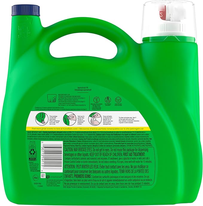Gain Ultra Oxi Liquid Laundry Detergent, Waterfall Delight Scent, 194 fl oz, 134 Loads, Freshness + Odor Fighting, High Efficiency Washing Machine Liquid Cleaning Soap