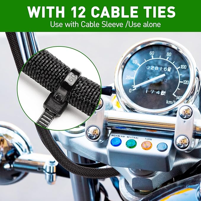 16FT Split Cable Management Sleeve Wire Loom Tubing Cord Protector for High-Temperature Automotive Harness Wires and Home Cable Management,Self-Wrapping Braided Cord Covers (1/2 Inch)