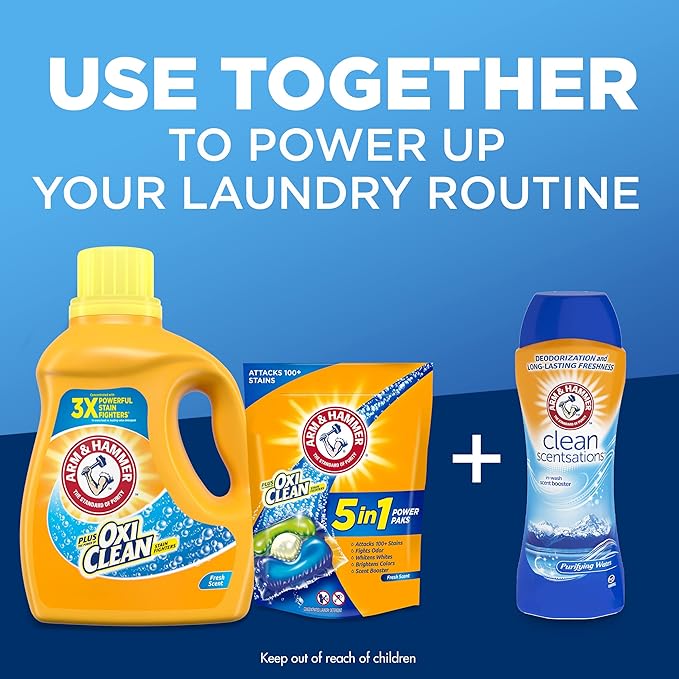 Arm & Hammer Plus OxiClean Fresh Scent, 77 Loads Liquid Laundry Detergent, 100.5 Fl oz (Pack of 2)