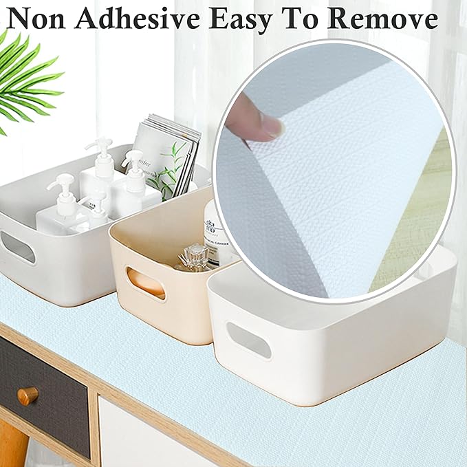 Cabinets Liner Non Slip Waterproof 12 Inch Wide X 20 Ft Non Adhesive Strong Grip Shelf Drawer Liners Anti Slip Pantry Refrigerator Shelves Mat for Bathroom Drawer Cupboard Closet
