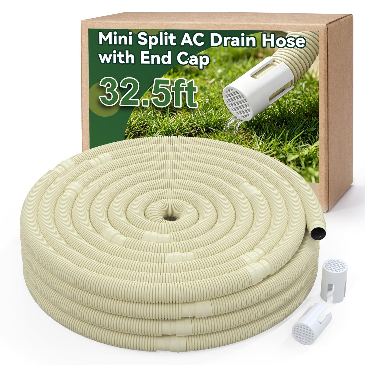 Flehomo 33Ft Universal Mini Split AC Drain Hose with End Cap, 5/8 - Image 1