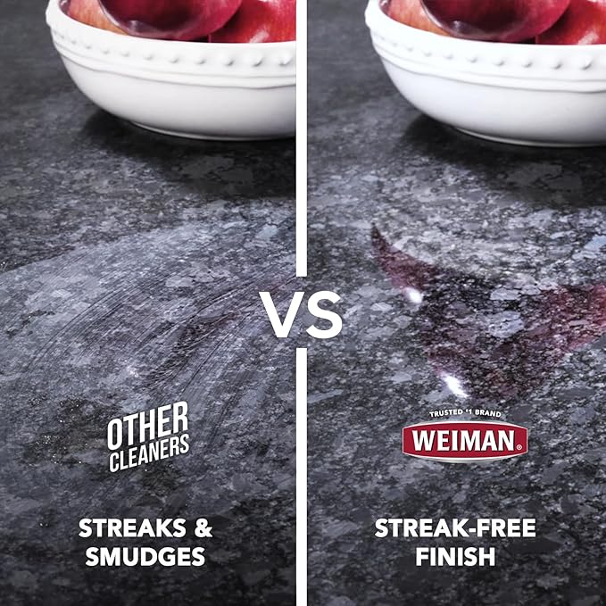 Weiman Disinfectant Granite Cleaner and Polish With Microfiber Cloth - Safely Clean Disinfect and Shine Granite Marble Soapstone Quartz Quartzite Slate Limestone Corian Laminate Tile Countertop