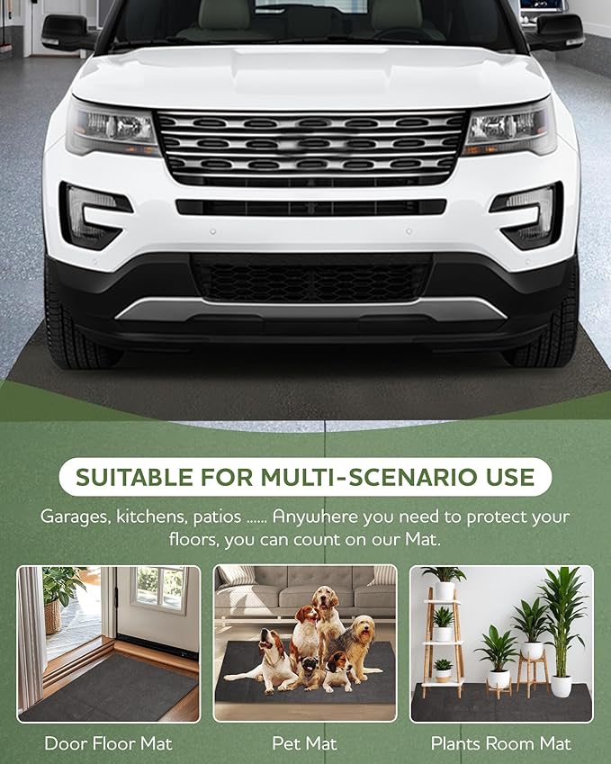 Large Garage Floor Mat 7.4'x17' for Under Car Protects Floor, Garage Driveway Oil Drip Mat,Water Containment Mat, Non-Slip Oil Spill Mat for Kitchen/Car-Wash/Driveway/Doorway