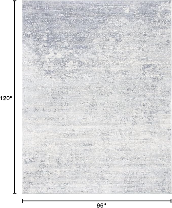 SAFAVIEH Brentwood Collection 8' x 10' Ivory/Grey BNT822A Modern Abstract Non-Shedding Living Room Bedroom Dining Home Office Area Rug