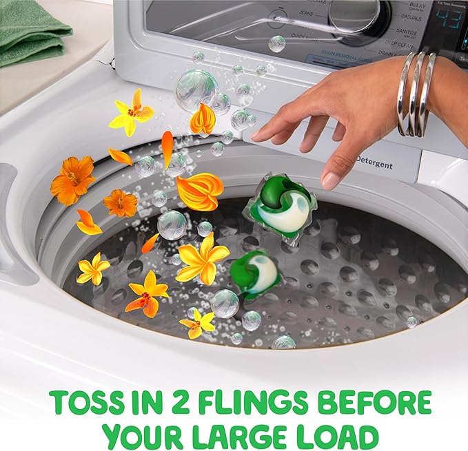 Gain Flings Laundry Detergent Pacs, 60 Count, Island Fresh Scent, with Odor Defense, concentrated laundry soap pacs (Pack of 4)