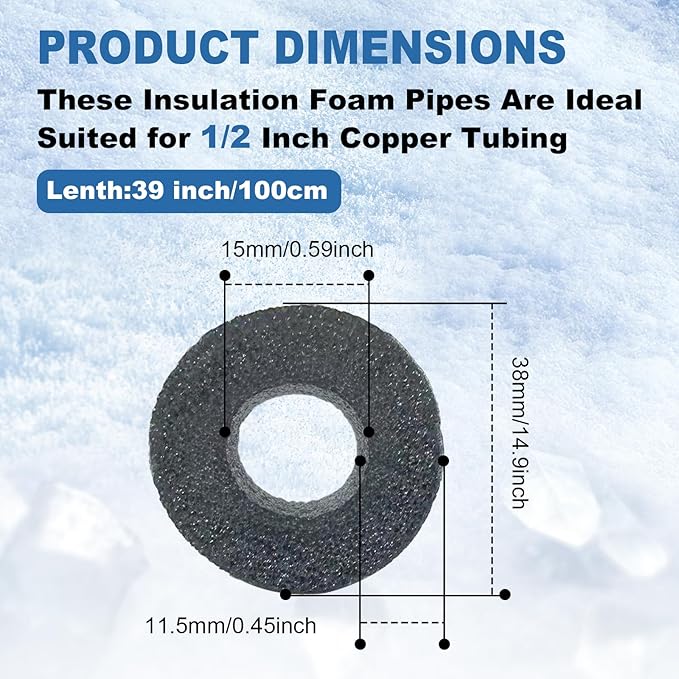 Insulating Foam Pipe Covers, Outdoor Water Pipe Insulation Water Pipe Freeze Protection,Foam Tube Suitable for Outdoor and Indoor Water Pipe Pipeline(24 Pcs,1/2 Inch)