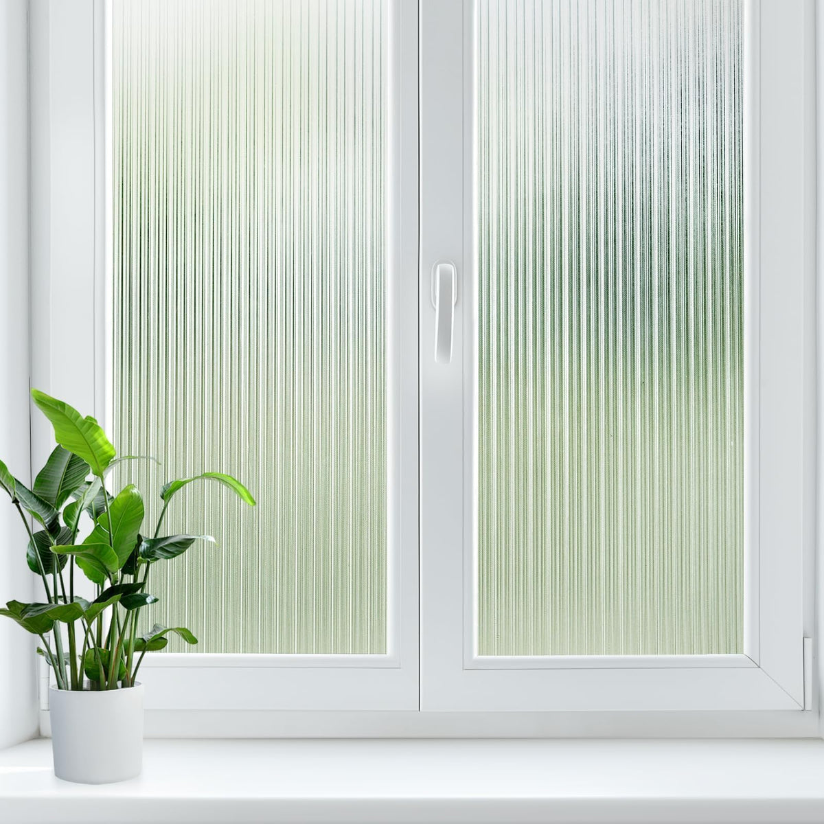LUTE Reeded Glass Window Privacy Film, Frosted Decor Vinyl - Image 1