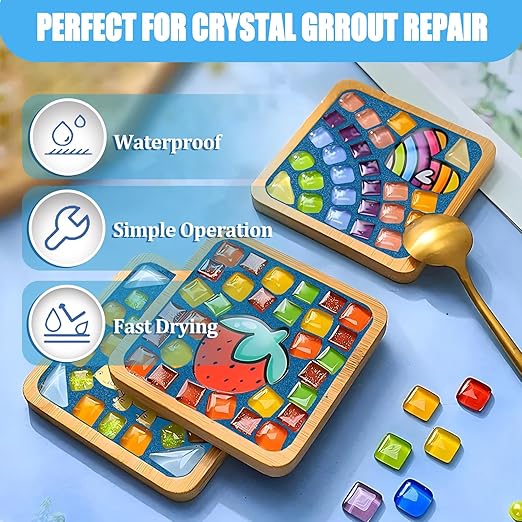 Mosaic Crystal Grout, Mosaics Tile Tools, Mosaic Tile Accessories – Essential for Handmade Grouting and Perfect for DIY Craft Projects (Azure, 4.5oz)