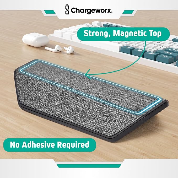 CHARGEWORX Magnetic Cable Organizer – Weighted Non-Adhesive Cord Holder with 3 Magnetic Clips for USB-C, Lightning & MagSafe Cables – Desk, Office & Nightstand Cable Management