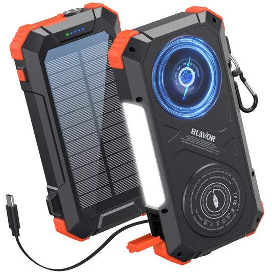 BLAVOR Solar Power Bank Built-in 27.5in Retractable Cable - Image 1