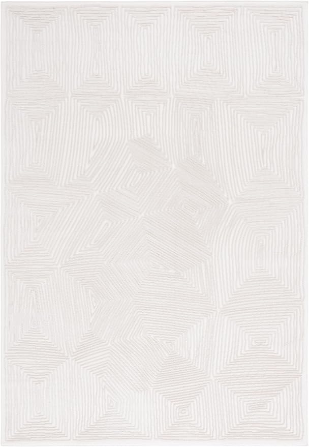 SAFAVIEH Prestige Collection Area Rug - 4' x 6', Ivory & Beige, Geometric Design, Non-Shedding & Easy Care, Ideal for High Traffic Areas in Living Room, Bedroom, Dining (PTE120A-4)