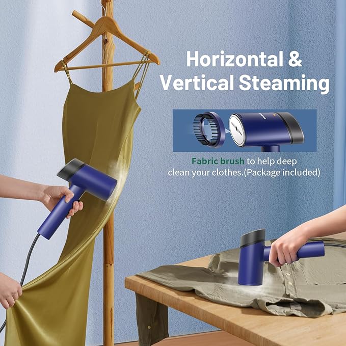 KEENSTAR Travel Steamer for Garments with Dual Voltage for Worldwide Use, 120V/220V Foldable Handheld Fabric Wrinkle Remover,15s Fast Heat-up, 1200W Horizontal & Vertical Steaming
