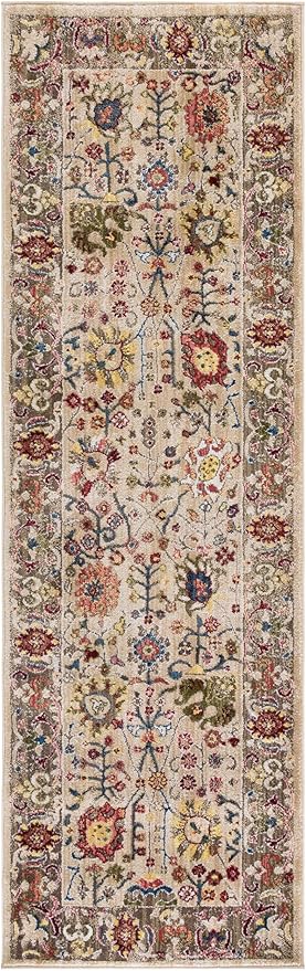 SAFAVIEH Kashan Collection Runner Rug - 2'6" x 8', Beige & Taupe, Traditional Oriental Design, Non-Shedding & Easy Care, Ideal for High Traffic Areas in Living Room, Bedroom (KSN303K)