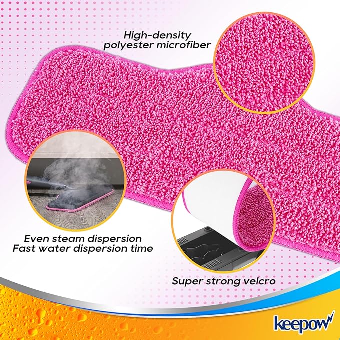 KEEPOW 10 Pack Microfiber Steam Mop Pads Compatible with Schenley Steam Mop Cleaner, Washable and Reusable Replacement Mop Pads Accessoriess Fit for Steam Mop SLFCSM064 & SLFCSM063