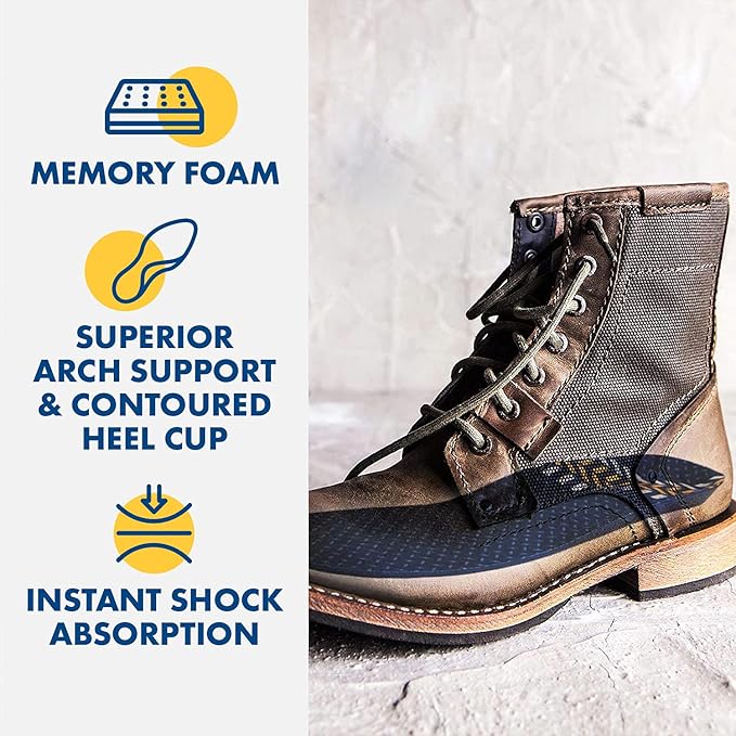 Arm & Hammer Memory Foam Work Insoles for Men and Women, Pair of Anti-Fatigue Memory Foam Inserts with Arch Support for Work Boots, Sneakers, Or Dress Shoes. (1 Pack)