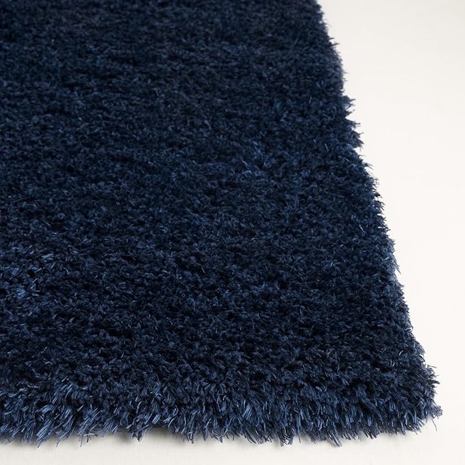 SAFAVIEH Lindsay Shag Collection Area Rug - 4' x 6', Navy, Contemporary Design, Ideal for High Traffic Areas in Living Room, Bedroom & Dining Room (LNS560N-4)