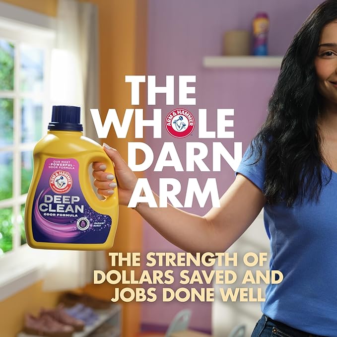 ARM & HAMMER Plus OxiClean Max Force Deep Clean Stain Formula Liquid Laundry Detergent, Sparkling Clean Scent, 150 Fl Oz, 100 Loads