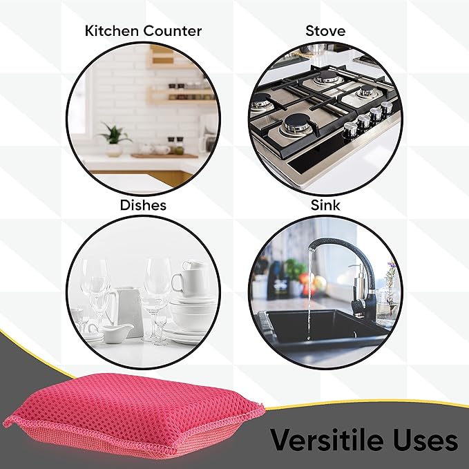Microfiber Sponges for Dishes Kitchen Sponges Non-Scratch Sponge Dish Scrubber Heavy Duty Household Cleaning Sponges Multi-Purpose Cleaning Supplies Dish Sponge Kitchen Sponges Pack of 1