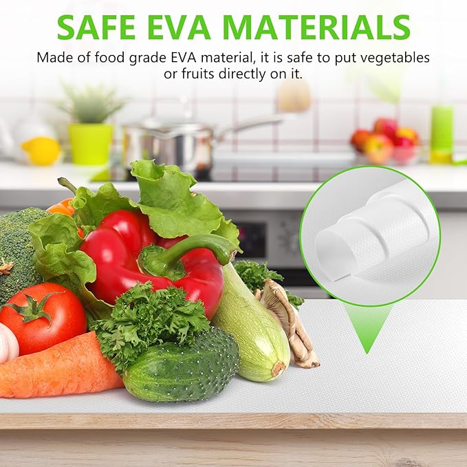 White Shelf Liners for Kitchen Cabinets Non Adhesive Drawer Liner for Bathroom Waterproof Refrigerator Liners for Shelves Fridge Plastic Mats Cabinet Cupboard Liner 17.5 x 157.4 Inches