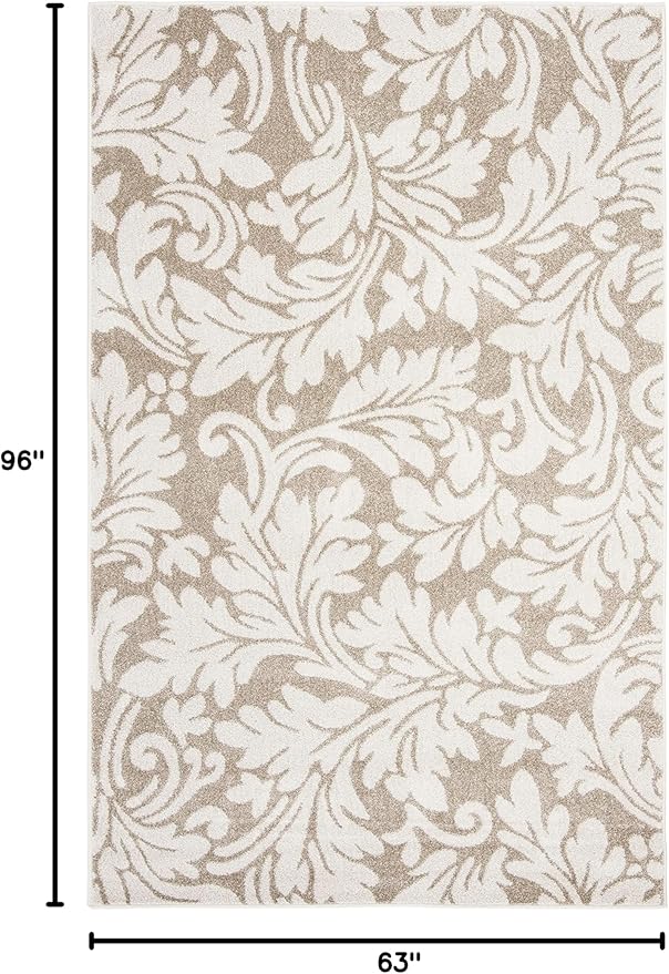 SAFAVIEH Amherst Collection Area Rug - 5'3" x 8', Wheat & Beige, Floral Design, Non-Shedding & Easy Care, Ideal for High Traffic Areas in Living Room, Bedroom (AMT425S)