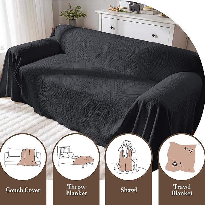 Waterproof Couch Covers for Sofa, Reversible, Pet-Friendly, Washable, and Anti-Slip with 4 Cushion Covers, Sofa Slipcovers for Dogs and Cats (71×150in/Black)