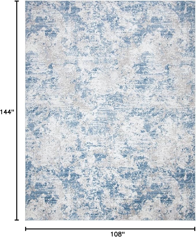 SAFAVIEH Amelia Collection Area Rug - 9' x 12', Grey & Blue, Modern Abstract Design, Non-Shedding & Easy Care, Ideal for High Traffic Areas in Living Room, Bedroom (ALA705F)