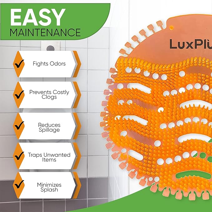 Urinal Screens Deodorizer 10 Pack Long-Lasting Orange Scent, Splash Control Urinal Mats Odor Eliminator for Wet & Dry Urinals Bathroom Freshener, Toilet Deodorizer, Urinal Cakes