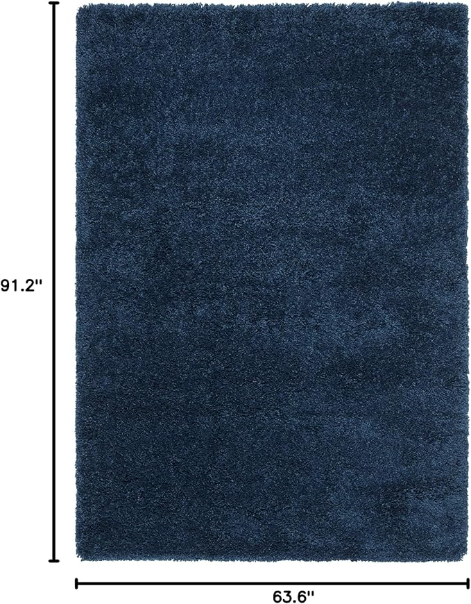 SAFAVIEH Fontana Shag Collection Area Rug - 5'3" x 7'6", Blue, Solid Design, Non-Shedding & Easy Care, 2-inch Thick Ideal for High Traffic Areas in Living Room, Bedroom (FNT800M)