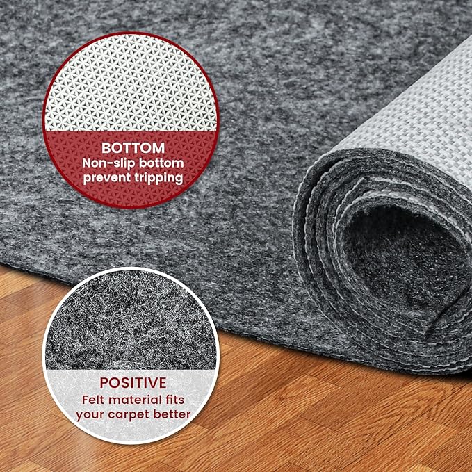 Waterproof Rug Pad, 2x10 ft Area Rug Non-Slip Carpet Pad, Non-Slip Rug Pads for All Floors and Finishes, Felt Pad for Hardwood Floors, Keeps Carpets in Place Soft and Safe