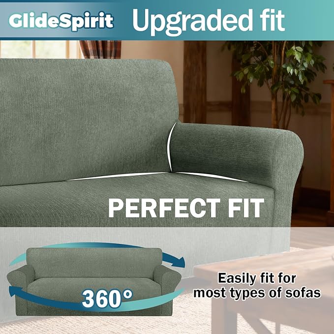Waterproof Couch Cover, Stretch Non-Slip Oversized Sofa Slipcover with Elastic Bottom Stay-in-Place - Leakproof Furniture Protector for Kids & Pets - Washable (Oversized Sofa, Green)