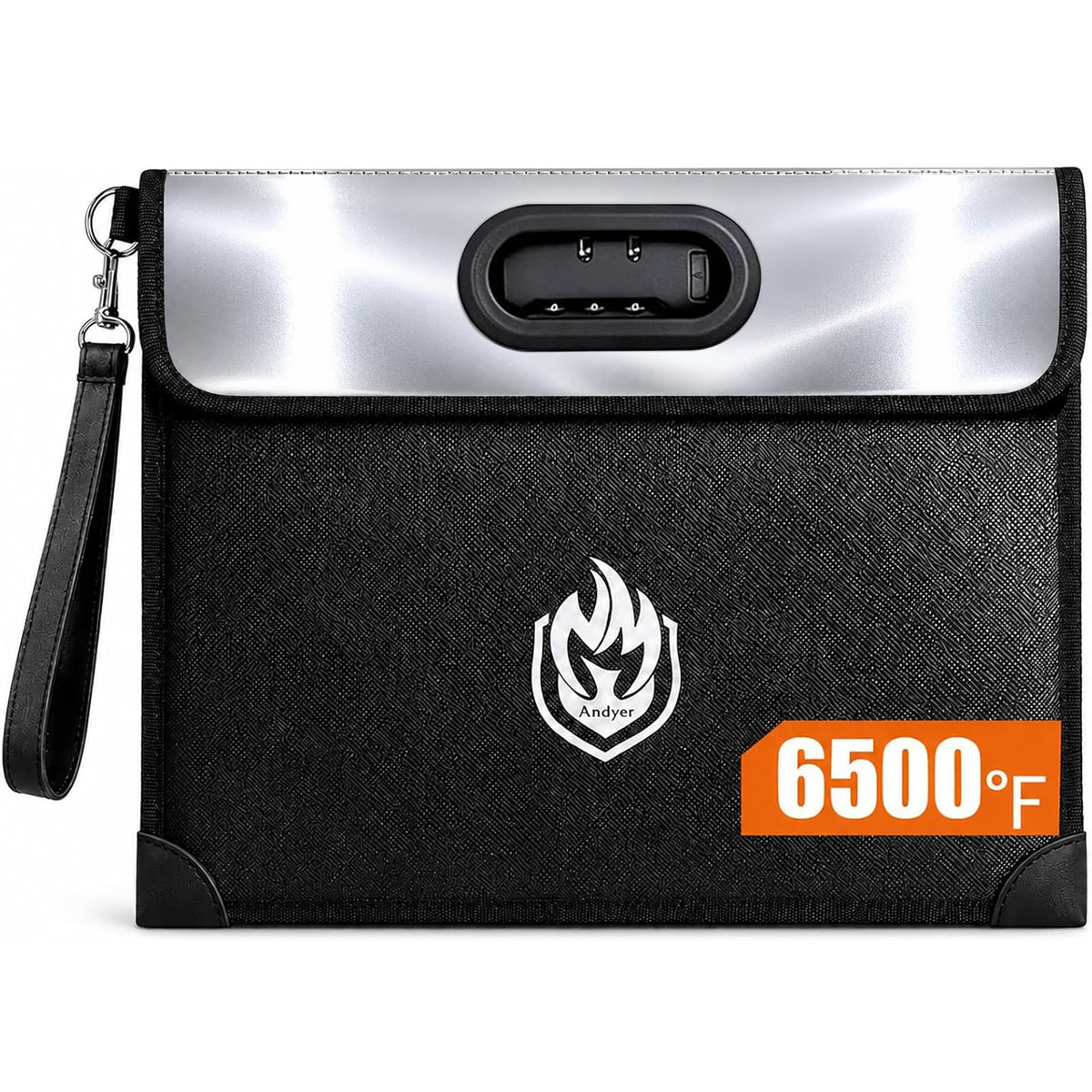 2-Pocket Fireproof Document Bag with Lock, 6500℉ Fireproof Money - Image 1