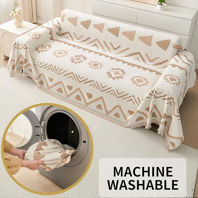 HAOMAIJIA Non Slip Couch Cover Sofa Covers for 3 Cushion Couch Washable sectional Couch Covers for Dogs pet Furniture Protector Couch Cover Blanket for Living Room (My-Khaki, 71"x118")