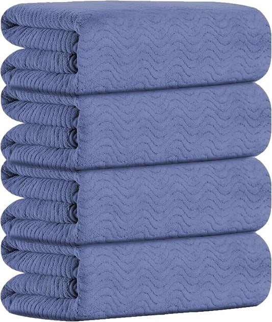 Bath Towel Set of 4, Extra Large Towels Oversized 35x70 Inch Shower Bathroom Towels Highly Absorbent Quick Dry Towel Textured Soft Bath Sheet Towels Set for Bathroom Hotel SPA Fitness Camping (Orchid)