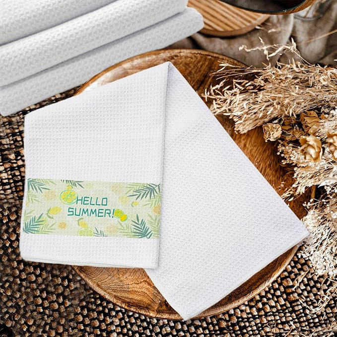 YOUKE OLA 40 Pack Sublimation White Towels Waffle Weave Kitchen Towels Blanks Microfiber Dish Drying Towel for Heat Transfer 16x28 Inch