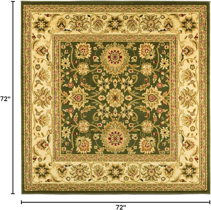 SAFAVIEH Lyndhurst Collection Area Rug - 6' Square, Sage & Ivory, Traditional Oriental Design, Non-Shedding & Easy Care, Ideal for High Traffic Areas in Living Room, Bedroom (LNH212C)