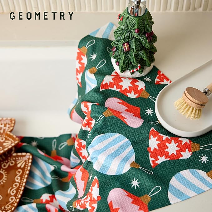 GEOMETRY Christmas Kitchen Towels - Quick Dry Microfiber Cloth Dish Towels for Kitchen Drying - Premium Quick Dry Towel - Ornamenta