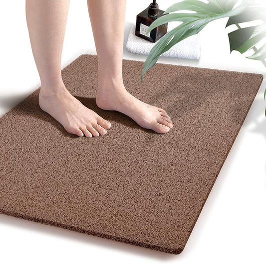 godehone Shower Mats Non Slip Without Suction Cups, PVC Loofah Bathroom Mats, Loofah Mats for Shower and Bathroom, Quick Drying, 23.6× 34.6 Inch, Brown