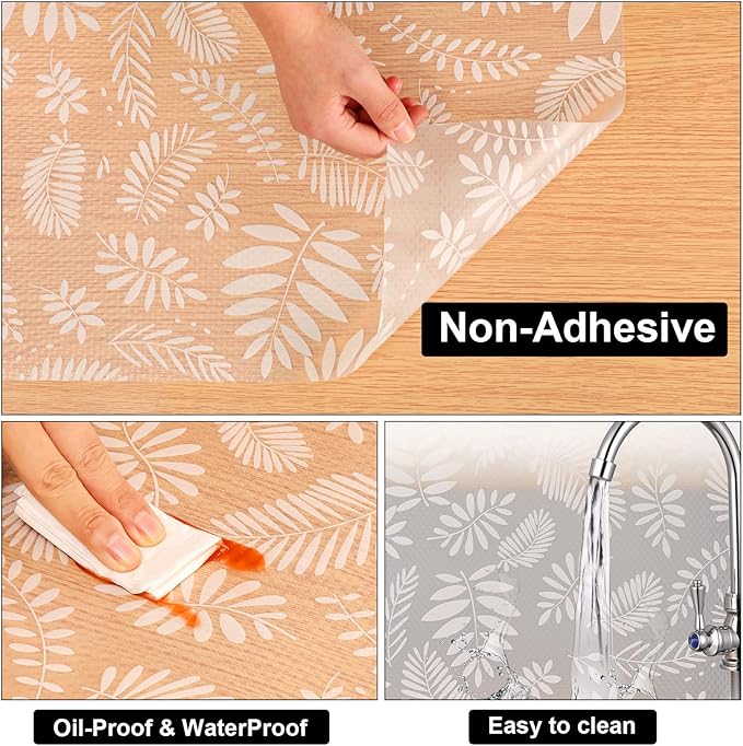 Cooyes Shelf and Drawer Liners for Kitchen Cabinets, Non Adhesive Cabinet Liner, EVA Waterproof Durable Non-Slip Drawer Mats for Shelves, Refrigerator, Storage, Desks（17.5" W x 197" L）