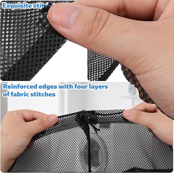 24x36 Inch Large Mesh Laundry Bag, Machine Washable Laundry Washing Bag with Drawstring for Home Hotel College Dorm Apartment Travel Camp (Black)