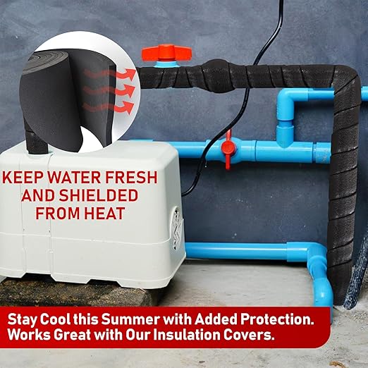 Redford Supply Co. 6 inch x 14 ft, Pipe Insulation, Outdoor Pipe Insulation Wrap for Winter Freeze Protection, Water Line Freeze Protection Foam, Insulated Wrap for Copper Pipes, PVC, AC Line